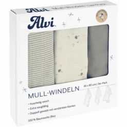 Alvi® Mullwindeln 3er Pack Faces 80 X 80 Cm