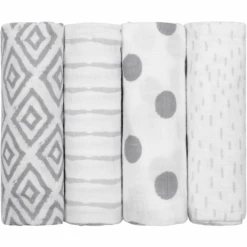 Emma & Noah Mullwindeln 4er Set Rauten Grau 70 X 70 Cm