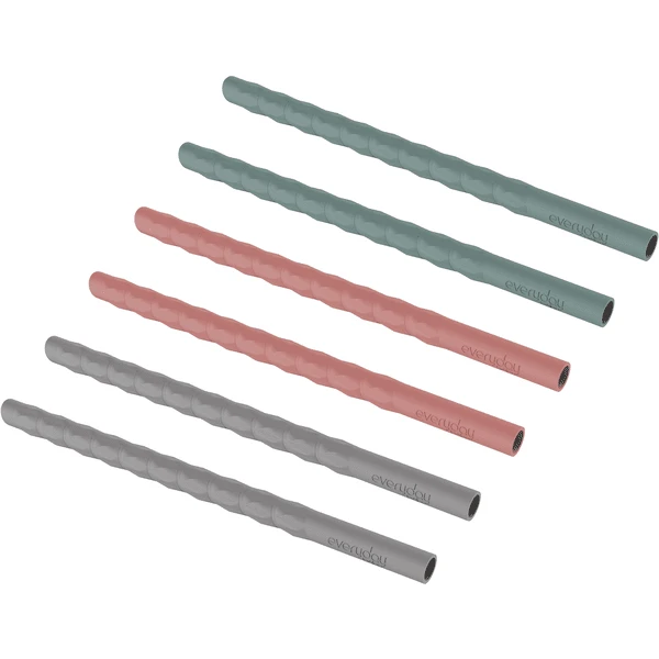 Everyday® Baby Trinkhalme Silikon 6er-Set, Grau/grün/rot 3 Everyday® Baby Trinkhalme Silikon 6er-Set, Grau/grün/rot