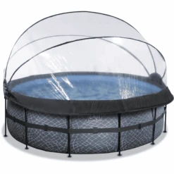 EXIT TOYS EXIT Frame Pool ø427x122cm (12v Sandfilter) – Grau + Sonnendach