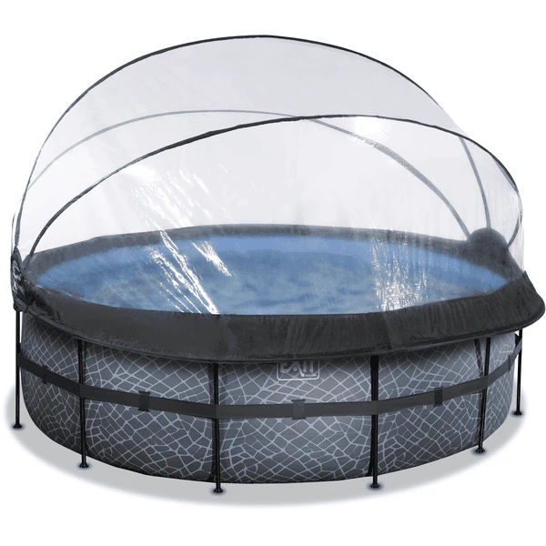 EXIT TOYS EXIT Frame Pool ø427x122cm (12v Sandfilter) – Grau + Sonnendach 3 EXIT TOYS EXIT Frame Pool ø427x122cm (12v Sandfilter) – Grau + Sonnendach