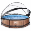 EXIT TOYS EXIT Pool Wood 300x76cm Mit Abdeckung Und Filterpumpe, Braun -Babyartikel Geschäft exit pool wood 300x76cm mit abdeckung und filterpumpe braun a269440