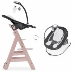 Hauck Hochstuhl Beta Plus Whitewashed Inklusive Bouncer Deluxe Melange Grey