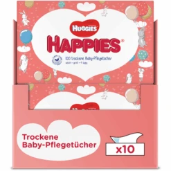 Huggies Trockene Baby-Pflegetücher Happies 1000 Tücher (10 X 100 Stk)