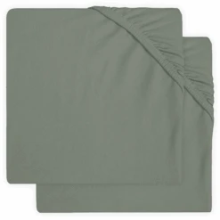 Jollein Jersey Laufgitter Spannbettlaken 2er-Pack Ash Green 75x95 Cm