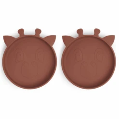 Nuuroo Silikonteller Akila Giraffe 2 Stück, Mahogany