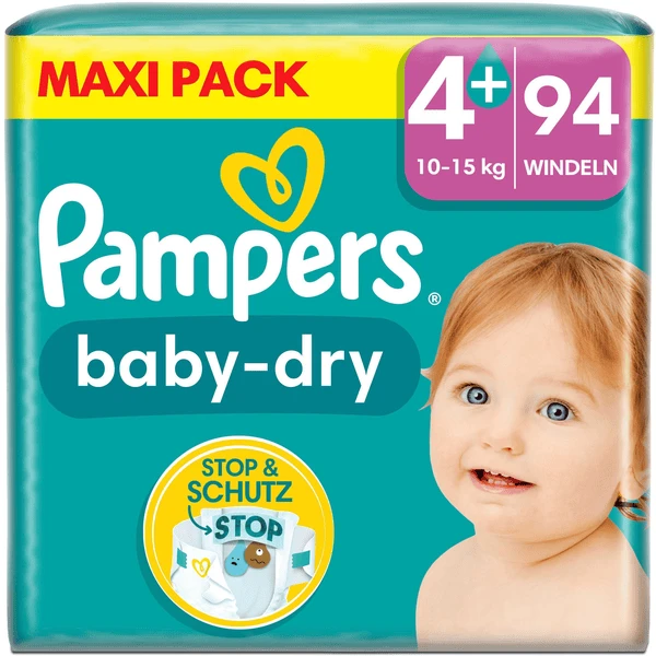 Pampers® Pampers Baby-Dry Windeln, Gr. 4+, 10-15kg, Maxi Pack (1 X 94 Windeln) 3 Pampers® Pampers Baby-Dry Windeln, Gr. 4+, 10-15kg, Maxi Pack (1 X 94 Windeln)