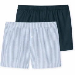 Schiesser Web-Boxershorts Dunkelblau/Hellblau