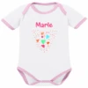 Schnullireich Baby Body (Kurzarm) Mit Namen Weiß + Rosa Kontraststreifen - Rosa Herz Weiß -Babyartikel Geschäft schnullireich baby body kurzarm mit namen weiss rosa kontraststreifen rosa herz weiss a405718