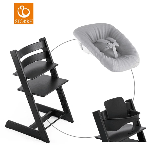 STOKKE® Mega Tripp Trapp® Set Hochstuhl Oak Schwarz Inkl. Newborn Set™ Grey Und Baby Set Schwarz 3 STOKKE® Mega Tripp Trapp® Set Hochstuhl Oak Schwarz Inkl. Newborn Set™ Grey Und Baby Set Schwarz