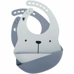 The Cotton Cloud Lätzchen Lili Der Bär Aus Silikon, Indigo/Sky