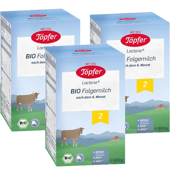 Töpfer Bio Folgemilch 2 Lactana 3 X 600 G Nach Dem 6. Monat 3 Töpfer Bio Folgemilch 2 Lactana 3 X 600 G Nach Dem 6. Monat